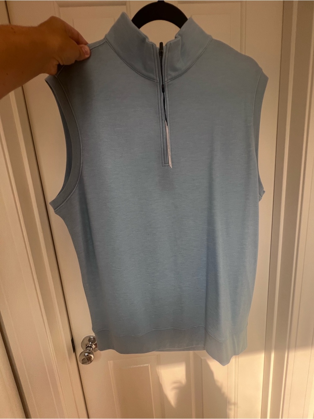Sleeveless Quarter-Zip Vest in Light Blue